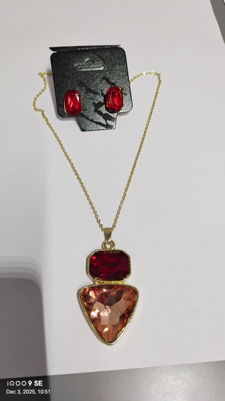 Red Elegance Necklace and Earring Set