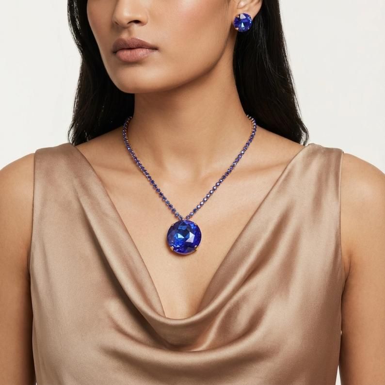 Blue Elegance Crystal Necklace & Earring Set