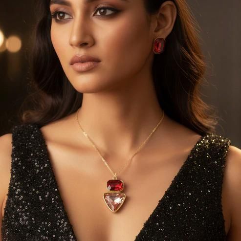 Red Elegance Necklace and Earring Set